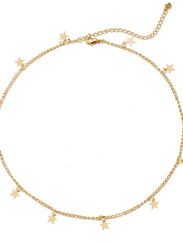 Long tiantian Gold Star Choker Necklace for Women