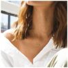 Dainty Circle Necklace – 14K Gold Plated Minimalist Disc Pendant Choker for Women