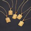 18K Gold Plated Square Pendants Capital Initial Necklace