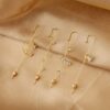 Hypoallergenic Piercing Gold Ear Cuffs Crawler Hook Earrings