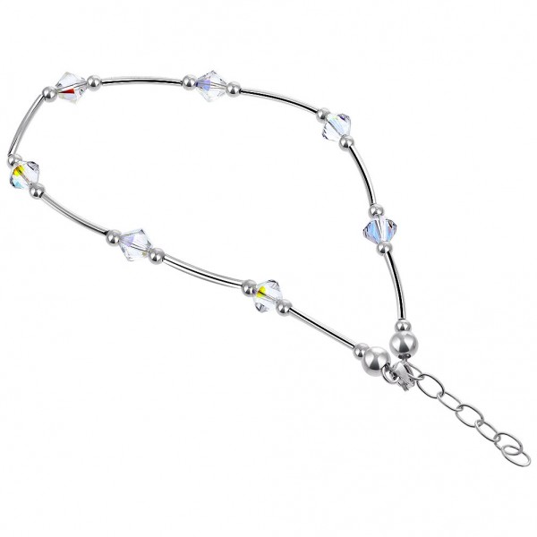 Gem Swarovski Sterling Silver Adjustable Anklet