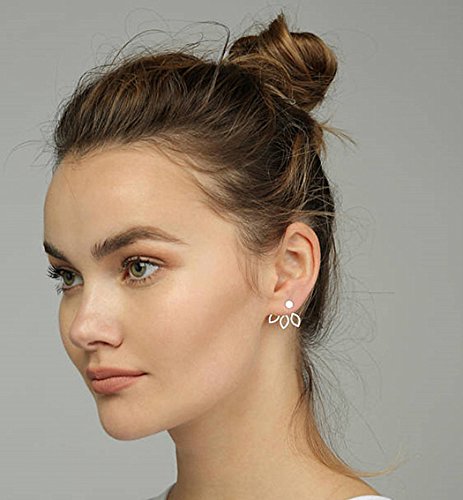 Silver Lotus Flower Stud Earrings Jackets Jewelry