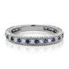 Wedding Band Ring Blue Simulated Sapphire and White Created Sapphire