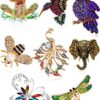8 Pieces Women Brooch Set Colorful Animal
