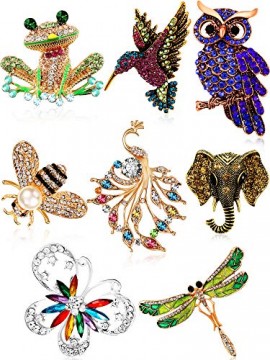 8 Pieces Women Brooch Set Colorful Animal