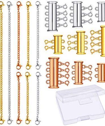 18 Pieces Magnetic Clasp Connectors Slide Tube Multi Strands