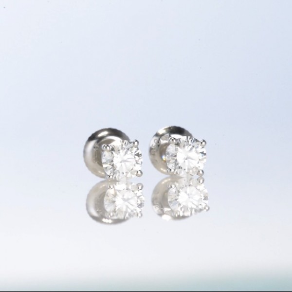 14K White Gold Diamond Stud Earrings for Women