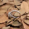 Engagement Ring Solitare with Accents Platinum Plated Silver