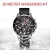 Elegant Waterproof Black LIGE Men Watch Chronograph