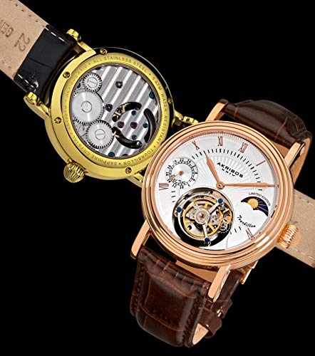 Timeless Elegance with Akribos Mechanical Tourbillon Moonphase Design Watch