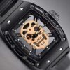 Rectangle Skeleton Diamond Big Face Skull Watches for Men