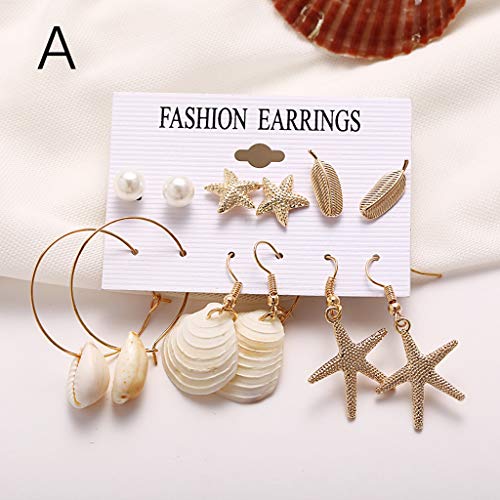 Starfish Shell Conch Stud Earrings