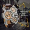 Steampunk Design Multi Time Zone Three Analog Dials