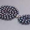 JYX Pearl Necklace Bracelet Set AAA Elegant 8-9mm Round Black