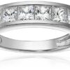 Sterling Silver Platinum-Plated Swarovski Zirconia Band Ring