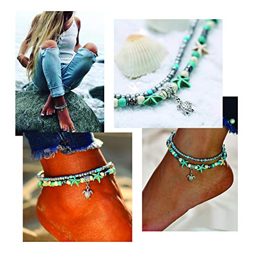 Silver Starfish Tortoise Charm Bohemian Foot anklets