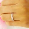 10K Round Diamond Anniversary Band Stackable Ring White Gold