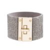 Rose Gold Rhinestone Lock Design Wrap Bracelet Steve Madden