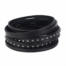 GelConnie Black Spike Leather Bracelet