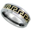 Sabrina Silver Tungsten Wedding Band Ring Gold Greek Key