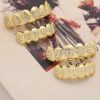 Top and Bottom Grillz One Set with Gold Poker