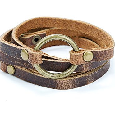 SPUNKYsoul 5 Wrap Leather Circle Bracelet Brown