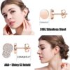 Stainless Steel 9 Pairs Rose Gold Moon Stud Earrings