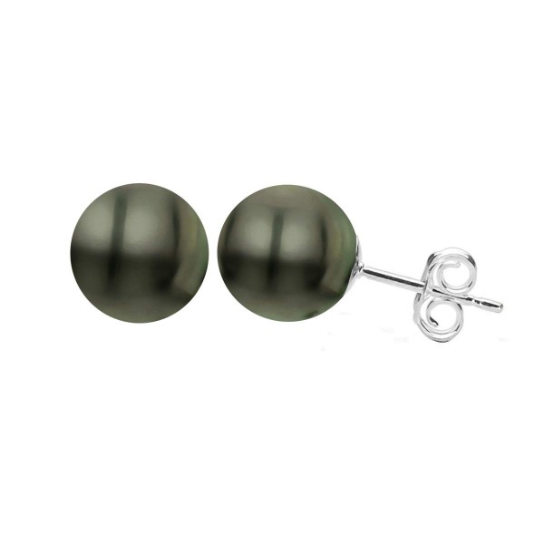 14K White Gold Black Cultured Tahitian Pearl Earrings