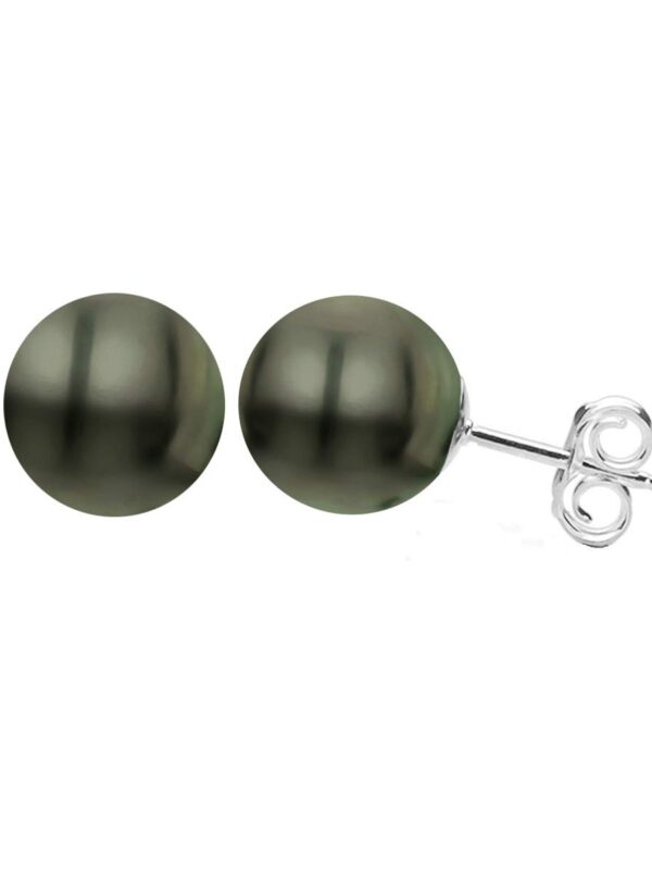 14K White Gold Black Cultured Tahitian Pearl Earrings