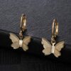8 Pairs Small Gold Silver Butterfly Hoop Earrings