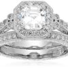 Platinum-Plated Ring set with Asscher-Cut Swarovski Zirconia