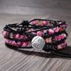 3 Wrap Agate Leather Bracelets: Handmade Boho Bead Bangle for a Touch of Gemstone Elegance