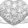 .925 Sterling Silver Pavé-Set Cubic Zirconia Heart Ring