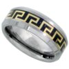Sabrina Silver Tungsten Wedding Band Ring Gold Greek Key