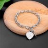 Initial Charm Bracelet for Women - Engraved Letter A Initial Bracelet