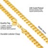 24k Gold Cuban Link Chain Bracelet Yellow Gold