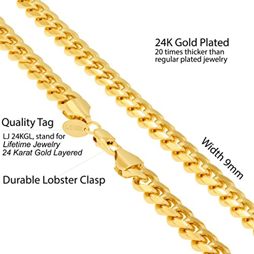 24k Gold Cuban Link Chain Bracelet Yellow Gold