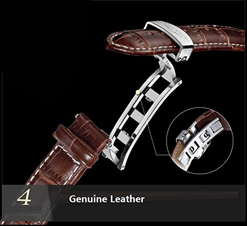 Skeleton Watch Waterproof Brown Genuine Leather Automatic Mechanical Wrist Watch