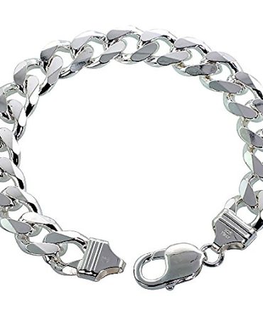 Silver Thick Curb Cuban Link Chain Bracelet