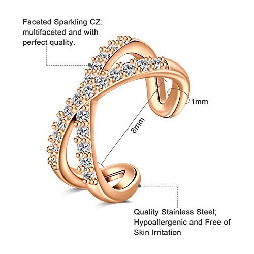 Faux Hoop Earrings CZ Cubic Zirconia Cartilage Earring Set for Non-Pierced Ears, Ideal for Women and Girls