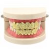 14k Plated Gold with Diamonds Cut Grillz Gold Teeth Set