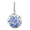Sterling Silver Blue Pressed Flower Circle Drop Earrings