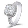 Engagement Ring Solitare with Accents Platinum Plated Silver