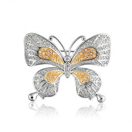 Bling Jewelry Vintage Style Golden CZ Butterfly Brooch