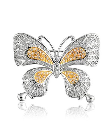 Bling Jewelry Vintage Style Golden CZ Butterfly Brooch
