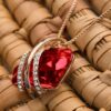 Leafael Wish Stone Pendant Necklace with Ruby Red