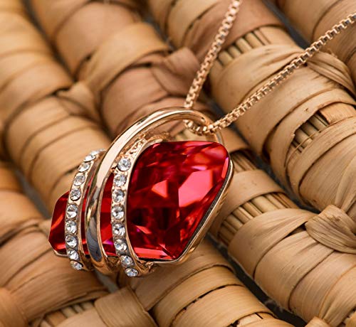 Leafael Wish Stone Pendant Necklace with Ruby Red