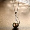CHAULRI Authentic 9-10mm South Sea Tahitian Black Pearl Pendant