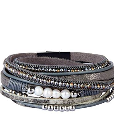 AZORA Womens Leather Wrap Bracelet Handmade