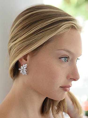 Radiant Elegance: Mariell Bridal Wedding CZ Clip Earrings with Marquis-Cut Clusters - Timeless Glamour for Formal Occasions
